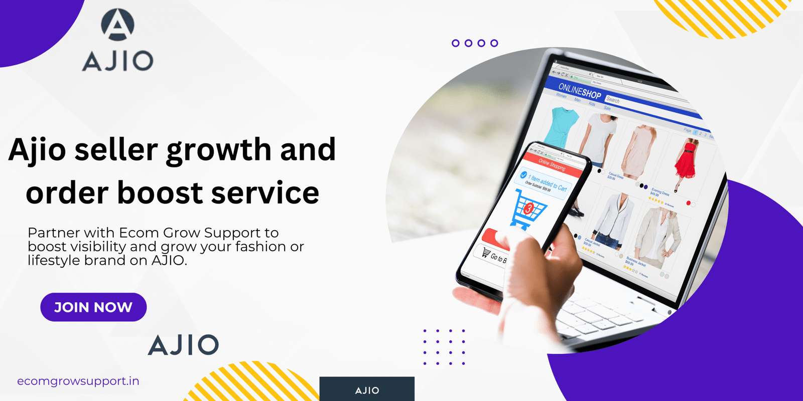 AJIO seller growth and order boost service by Ecom Grow Support