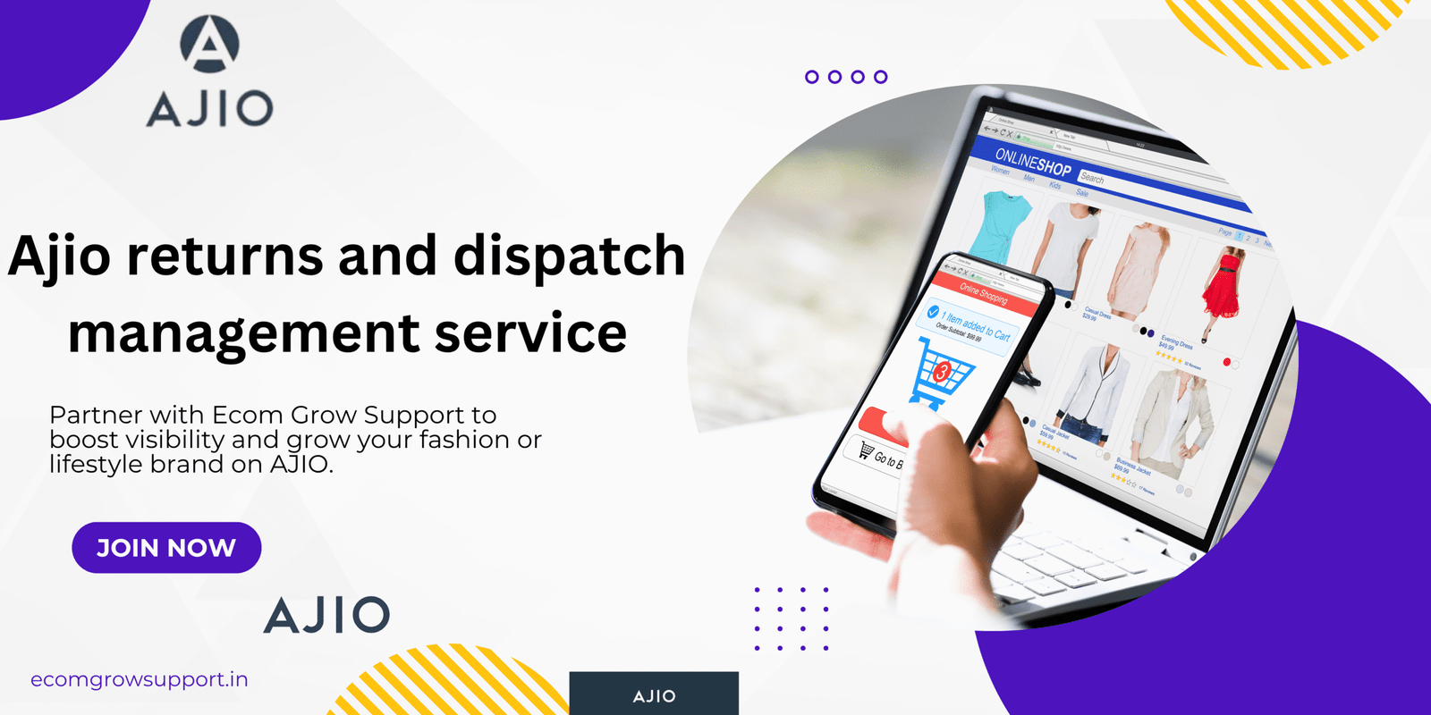 AJIO returns and dispatch management service by Ecom Grow Support